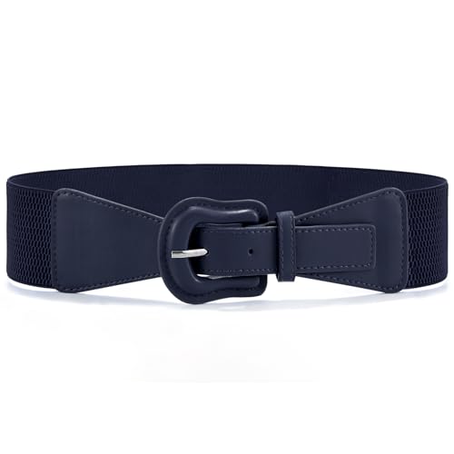 Vintage Stretch Waist Belt - Leather Buckle Dress Belt for Women's Formal Wear