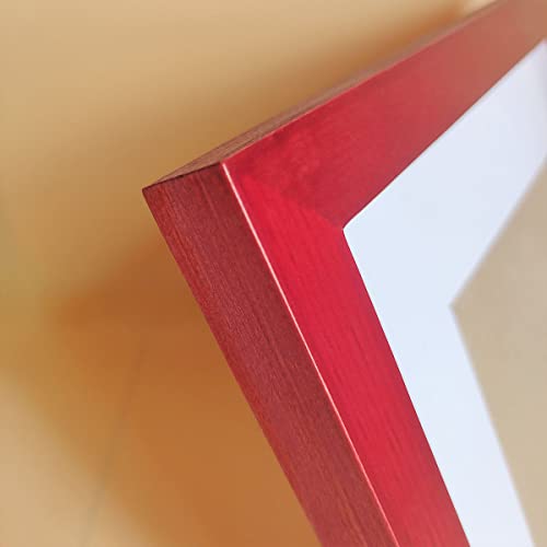 Image of 8x8 Picture Frames RED Solid Wood Frame, Plastic Panel (Film Needs to be Removed) Table or Wall.Front Window Opening 7.5x7.5 inch.