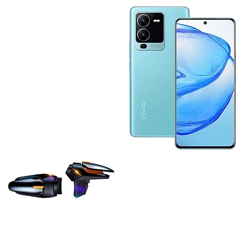 BoxWave Gaming Gear Compatible with vivo V25 Pro - Touchscreen QuickTrigger Auto, Trigger Buttons Autofire Gaming Mobile FPS - Jet Black