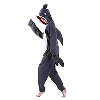 dressfan Unisex Animal Grey Shark Costume Onesie Pajamas Halloween Cosplay Costume Christmas Family Pajamas Adults Teens Kids