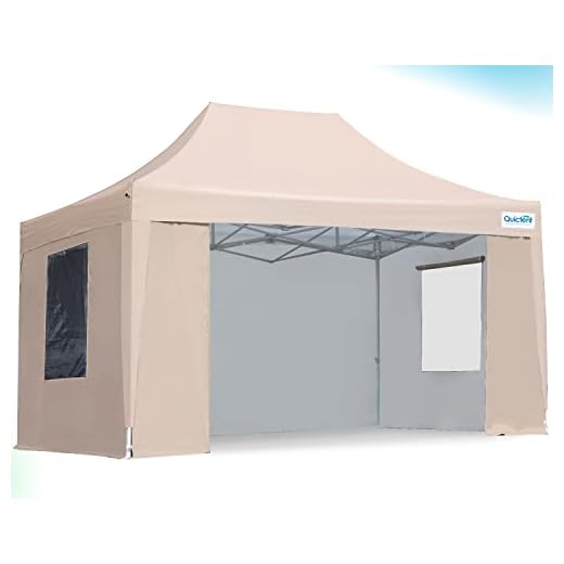 Quictent Privacy 10x15 ft Ez Pop up Canopy Tent Enclosed Outdoor Instant Shelter Party Tent Event Gazebo with Sidewalls and Mesh Windows Waterproof (Beige)