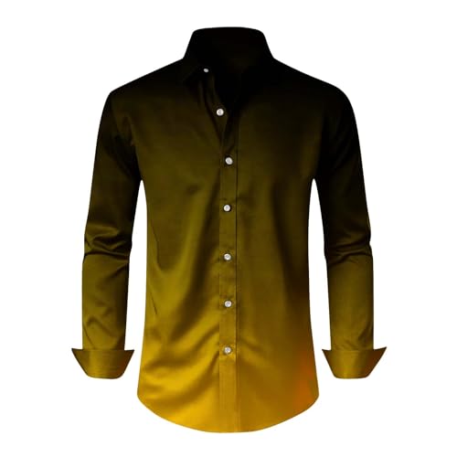 Cambkatl Men's Stylish Gradient Silk Satin Dress Shirts Loose Long Sleeve Button Down Business Casual Party Prom Shirts4