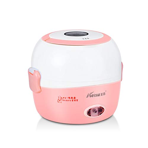 Mini Elektroherd Multifunktionaler elektrischer Hot Pot Schlafsaal Student Kochtopf Edelstahl Doppelautomatische Antihaft 1 2 l Pink