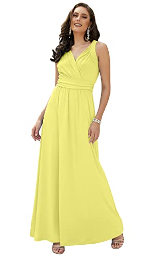 Image of KOH KOH Womens Long Sleeveless Flowy Bridesmaid Cocktail Evening Gown Maxi Dress