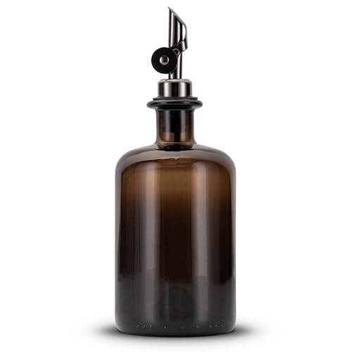 Koffs Design Ölflaschen zum Befüllen - Moderner Ölspender aus Braunglas mit Edelstahl Ausgießer Spender für Öl Essig und Balsamico - optional mit Sticker für deinen Inhalt - 500ml - blanko