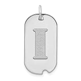 Collier avec pendentif en forme de plaque d'identité avec lettre I Blanc poli 14 carats