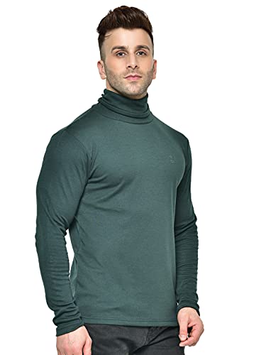 Image of CHKOKKO Winter Wear Cotton Plain Full Sleeve Turtle Neck Regular Fit T Shirt For Men
