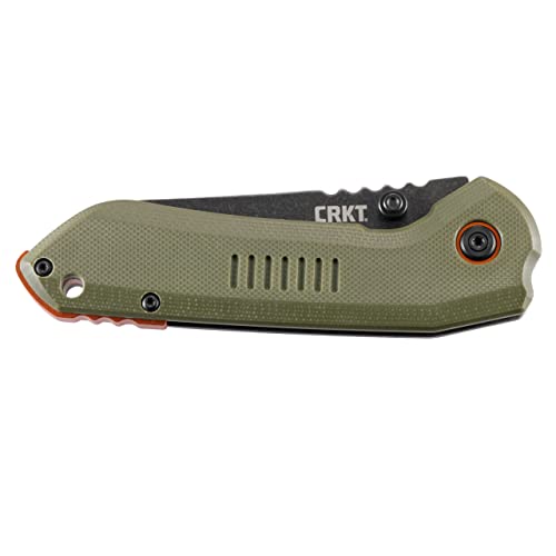 Crkt Overland Edc Pocket Knife: Everyday Carry Utility Folder, Plain Edge Sheepsfoot Blade With Frame Lock, Thumbstud Open, Stonewash Finish, Olive Green Handle, 6280 #TOP7