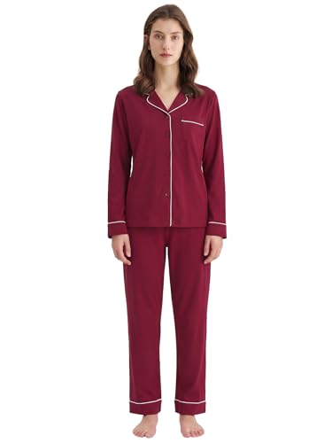 Image of Latuza Women's Petite Size Button Down Pajamas Set Long Sleeve