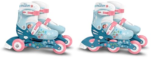 Stamp- Frozen II Adjustable Two in One 3 Wheels Skate, Color Azul, Sizes 27-30 (RN246301)
