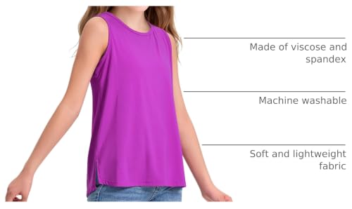 Image of KEREDA Girls Tank Tops Flowy Loose Fit Sleeveless Shirts Summer Tunic Tops