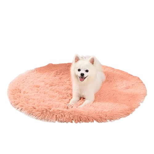 PETCUTE Round Dog Bed Mat,Washable Warm Dog Bed Blanket, Ultra Soft Long Plush Pet Cushion