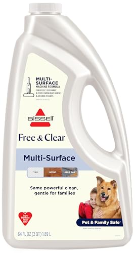Bissell Multi‑Surface Free & Clear Floor Cleaning Solution, 64 oz – Fragrance‑Free Cleaner for Sealed Hard Floors & Area Rugs, Safe for Kids & Pets, Compatible with CrossWave & SpinWave Machines - image 1