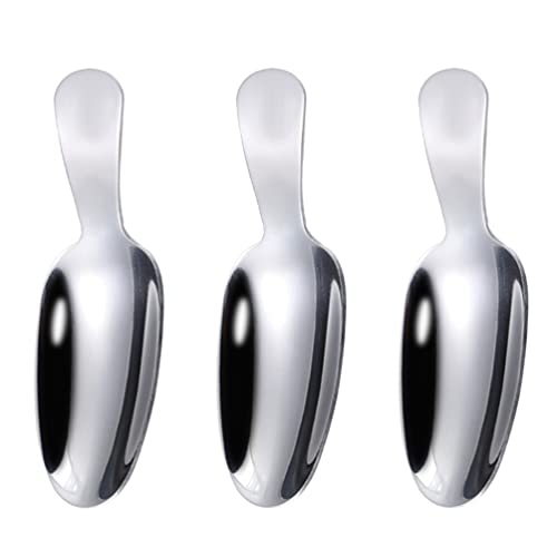 Cabilock 3pcs Short Handle Spoons Mini Salt Spoons Condiments Dessert Tea Coffee Spoons Dessert Sugar Teaspoon for Home Kitchen Silver