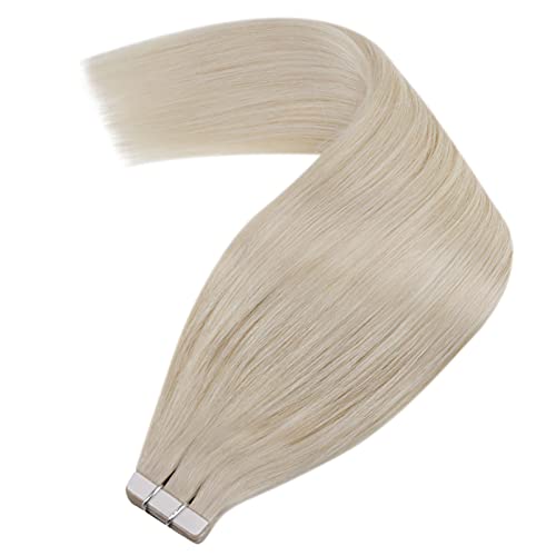 Tape in Human Hair Extensions for Woman Tape in Invisible Remy Hair Extensions 14 Inch Ice Blonde Hair Extensions