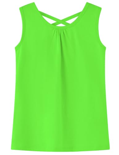 Noomelfish Girls Criss Cross Back Tank Tops Soft Jersey Cotton Sleeveless Shirts (3-12 Years)