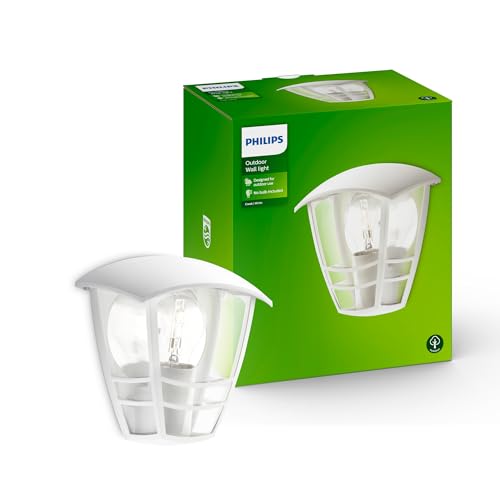 Philips MyGarden Creek Aplique de exterior, empotrado, casquillo gordo E27, bombilla no incluida, 19.5 cm, blanco