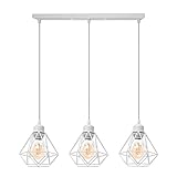 💡 【Diseño Geométrico】 La lámpara colgante con su diseño de jaula en forma de diamante simple, dará una luz tridimensional. Esta lámpara puede encajar perfectamente en tendencias como el estilo vintage, retro e industrial.