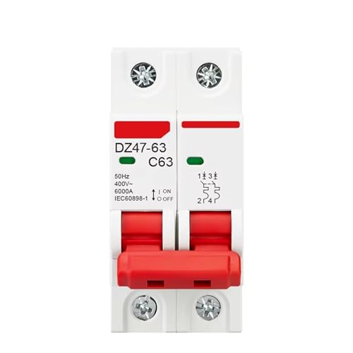 2P DZ47 AC 230/400V MCB C Type Circuit Breaker Overload Short Circuit Main Switch Din Rail 1Pcs(10A)
