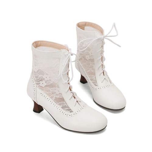 ErikenUrben Women Vintage Victorian Booties Lace up Bridal Wedding Boots Zip3