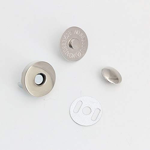片面カシメ式 マグネットホック マグネットボタン レザークラフト 材料 金具 10組セット (18mm, シルバー)