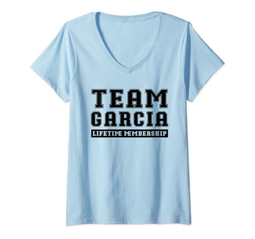 Womens Team Garcia Lifetime Membership Funny Family Last Name V-Neck T-Shirt