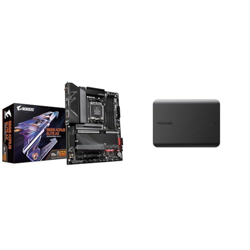 Image of GIGABYTE B650 AORUS Elite AX & Toshiba Canvio Basics 2TB Portable External Hard Drive USB 3.0, Black - HDTB520XK3AA