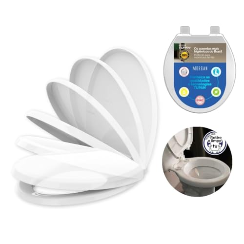 Assento Oval Retire e Limpe com Fechamento Suave, Branco, Tupan