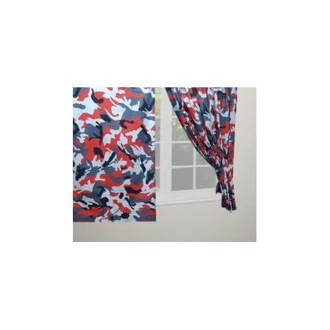 Camouflage Red Black Curtains with Tie Backs Cover