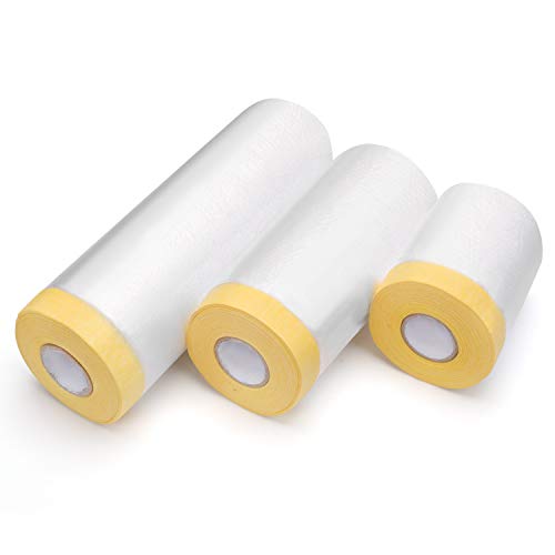 Hedume-6-Pack-Tape-and-Drape-Pre-Taped-Masking-Film-for-Automotive-Painting-Covering-Assorted-Masking-Paper-Automotive-Best-Masking-Tape-Painting-656-FeetPack-3-Sizes