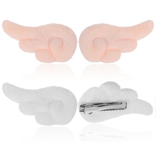 CVUTOVO 2 Pairs Angel Wings Plush Hair Clips Soft Metal Barrettes for and Women Lovely Hair...