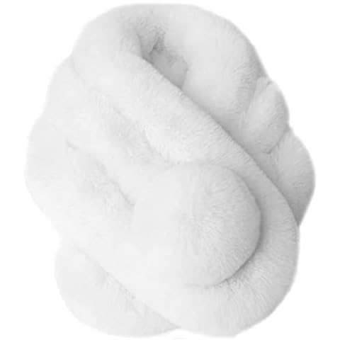 Felice Ann Women's Winter Warm Soft Faux Fur Infinity Collar Loop Circle Neck Warmer Scarf, Stripes White, One Size Cover