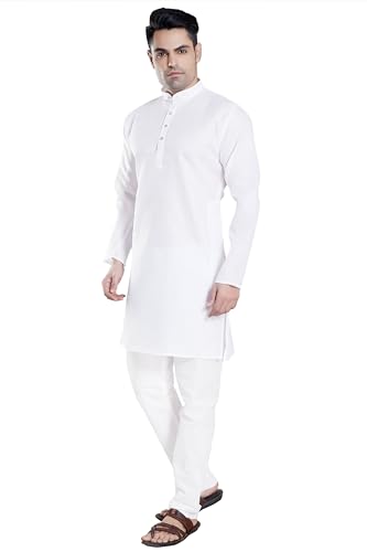 Image of DIVISIVE Men's Plain Cotton Blend Linen Slim Fit Kurta Pyjama Set