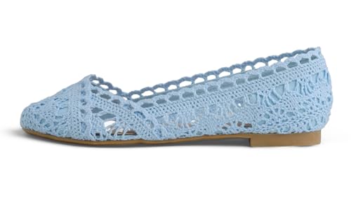 Image of FEVERSOLE Women's Comfort Breathable Knit Crochet Shoes Lace Ballet Flats