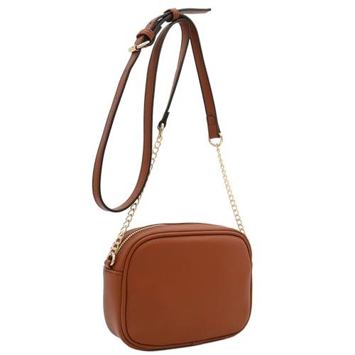 Image of FashionPuzzle Chevron Quilted Crossbody Camera Bag with Chain Strap and Tassel