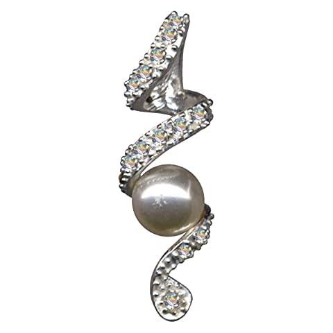 Art Nouveau Jugendstil Perle Schleife weiß Anhänger Silberanhänger Echt Sterling Silber 925 Zirkonia Kristalle Kettenanhänger Liebe Jugend Stil extravagant schön modisch Weiss klar transparent 51067 Cover