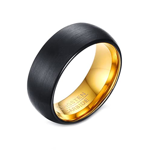 Bague Homme Tungstène Cadeau Idéal - Anneau Noir Mat 8MM pour Anniversaire