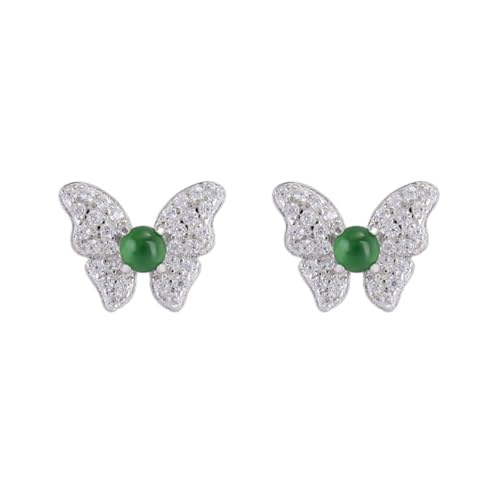 Boucles d'oreilles pour oreilles sensibles, argent 925 et jade naturel