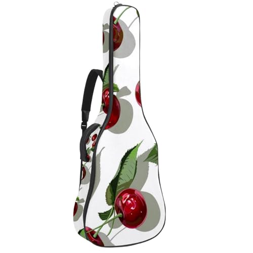 Housse guitare acoustique 109 cm cerise : sac étanche en tissu Oxford à bretelles
