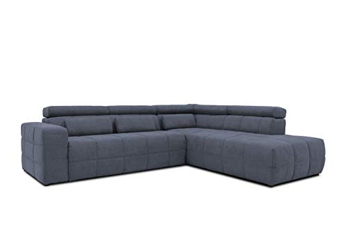 DOMO. Collection Brandon Ecksofa, Sofa mit Rückenfunktion in L-Form, Polsterecke, Eckgarnitur, dunkelgrau, Ottomane rechts