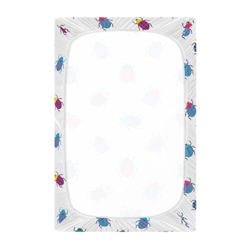Image of VIGTRO Colorful Ladybugs Print Baby Crib Sheets for Boys Girls, Breathable Soft Fitted Crib Playard Sheets Baby Mattress Sheet, S 39x27x5in