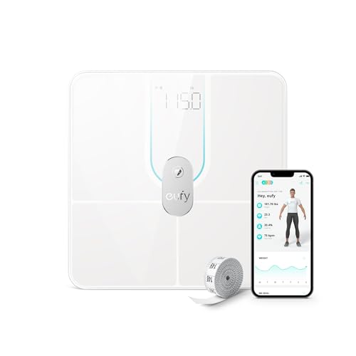 eufy Smart Scale P2 Pro, Weight Scale with Wi-Fi, Bluetooth Weighning Scale, 16 Measurements Including Weight, Heart Rate, Body Fat, BMI, Muscle & Bone Mass, 3D Virtual Body Mode, 50 g/0.1 lb