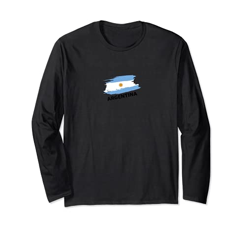 Flag Argentina Long Sleeve T-Shirt, Black