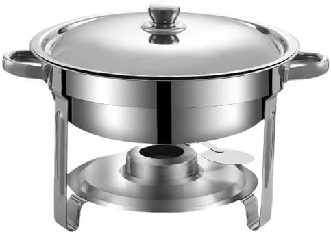 NOVEVE Rechaud Redondo 6 Litros Aço Inox 1 Cuba Banho-Maria
