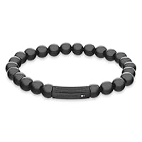 Tommy Hilfiger Men's SS24 Beads Onyx Bead Bracelet, 2790581, Black, One Size