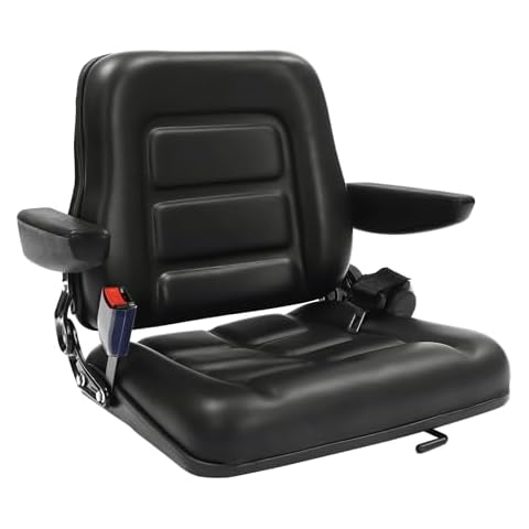 TMHWYP Universal Forklift Seat,Tractor Seat,with Micro Switch,Armrest and Safety Belt,for Tractor,Mower,Skid Loader,Telehandler,Backhoe,Excavator Dozer Cover