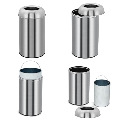 Caneca de basura grande 50 L acero inoxidable abierta miniatura 5