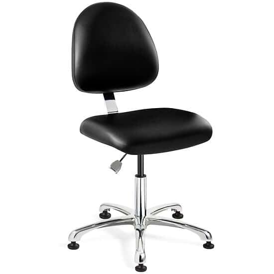 Cole-Parmer Cleanroom Chair, Deluxe Vinyl, 17 (in) to 22.25 (in) Height, ISO Class 7, Aluminum Base