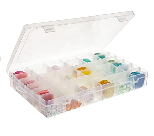 KSP HOME (Pack of 1 36 Grids Clear Plastic Organizer Jewelry Storage Box with Adjustable Dividers, Transparent Organizer Box for Earring Fishing Hooks (Made In India) (36 Grids Plastic Storage Box)