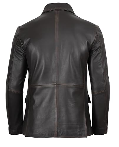 Image of fjackets Mens Leather Jacket - Real Lambskin Leather Blazer, Notched Collar Sport Coat for Men